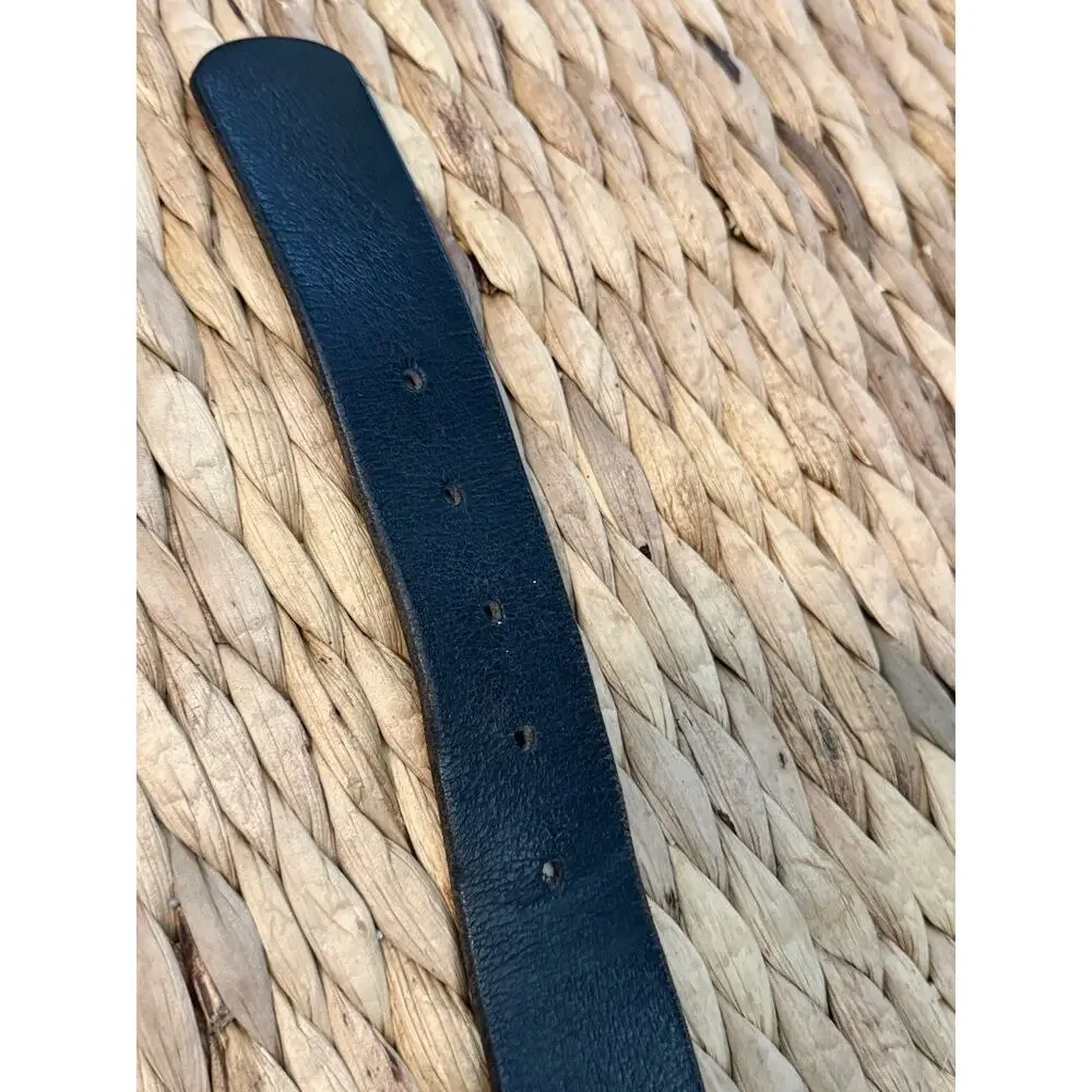Dickies Genuine Leather Black Belt Matte Silver Buckle Size 38 (95 cm)